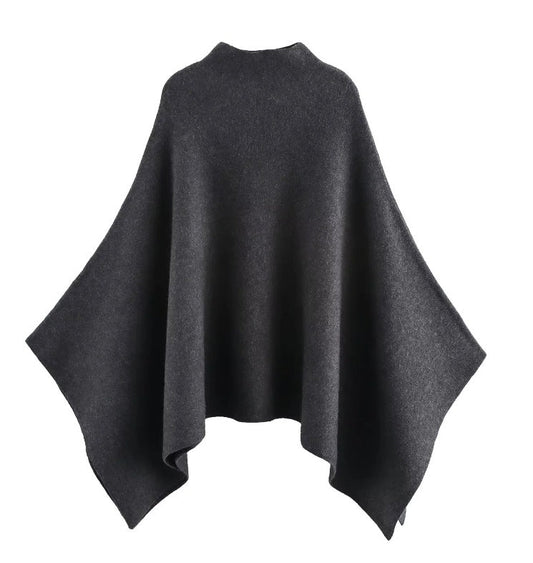 Dam Poncho Ull Elegant Design Mysig och Mångsidig-1
