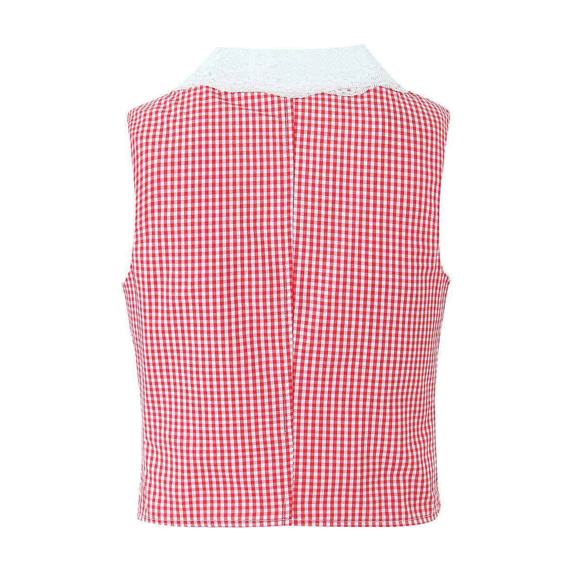 A-linje Topp med Knappar och Rutig Kjol för Dam - Ärmlös Sommarkläder i Polyester 3