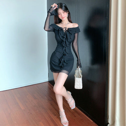 Dam Off-Shoulder Klänning Transparent Kort для Sommarkvällar-3