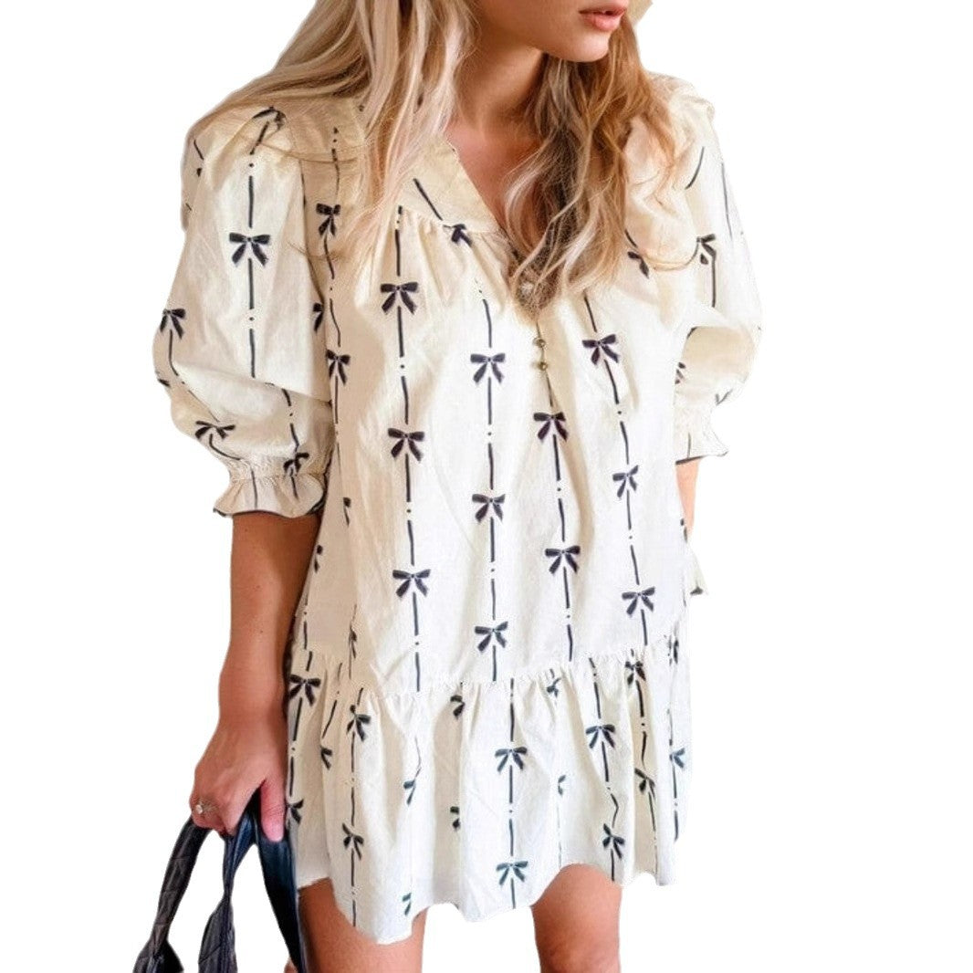 Fina Dam Klänningar A-Line V-ringning Ruffles Polyester-3