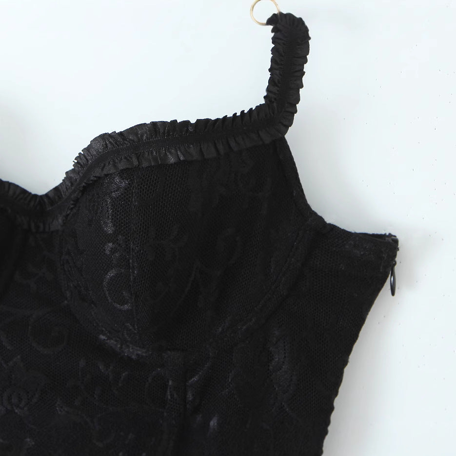 Dam Cami Top Enkel Design Polyester-4