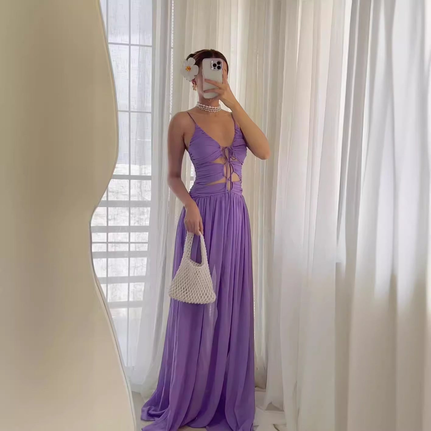 Fina Dam Klänningar A-Line Lång Spandex V-Ringning-2