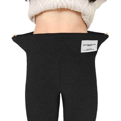 Kvinnors Leggings Hög Midja Ribbad Elastisk Material 6