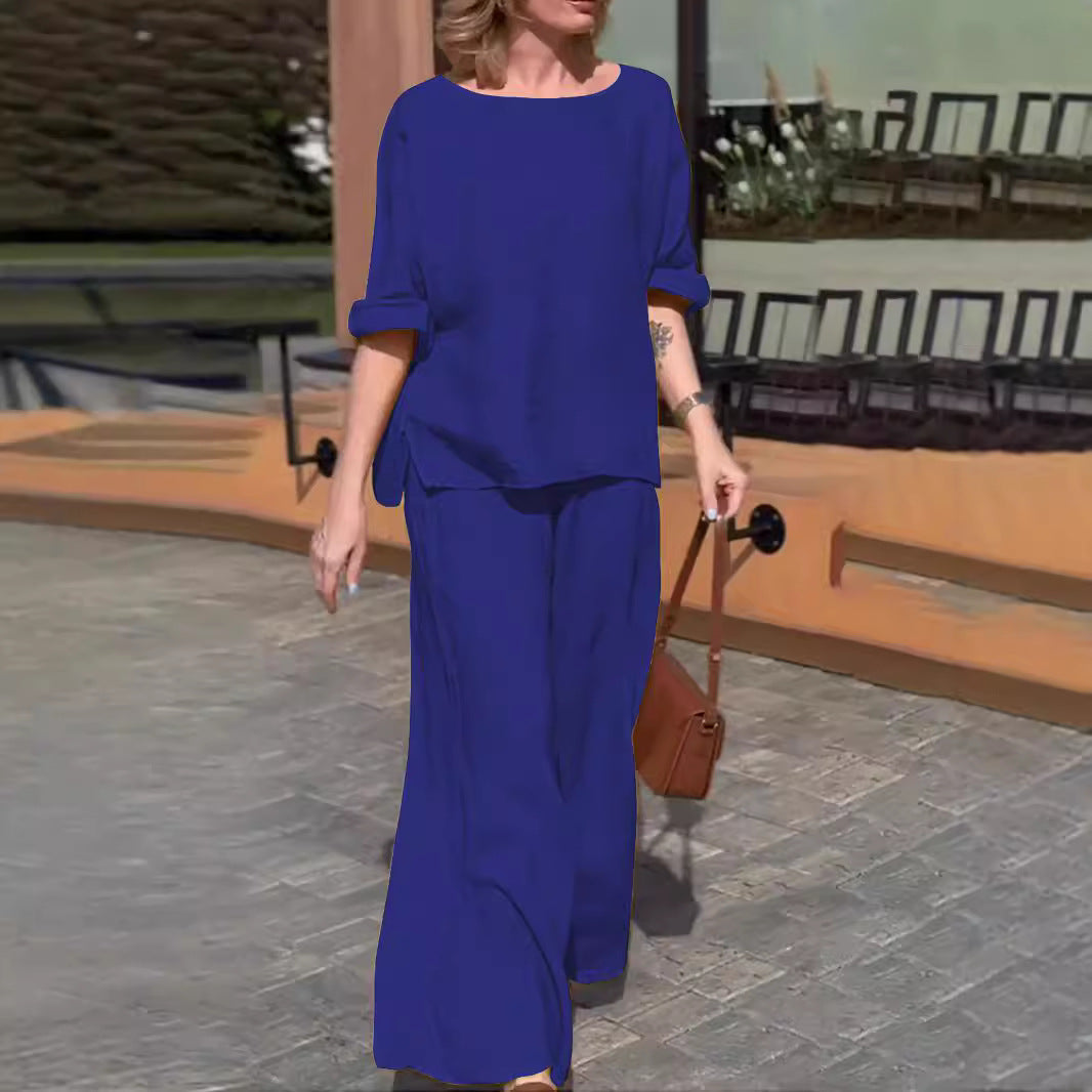 Dam Fritidsset Långa Byxor Långärmad Topp Polyester Spandex-3