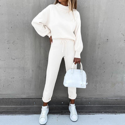 Dam Tvådelad Set Löst Passform Polyester Fleece-1