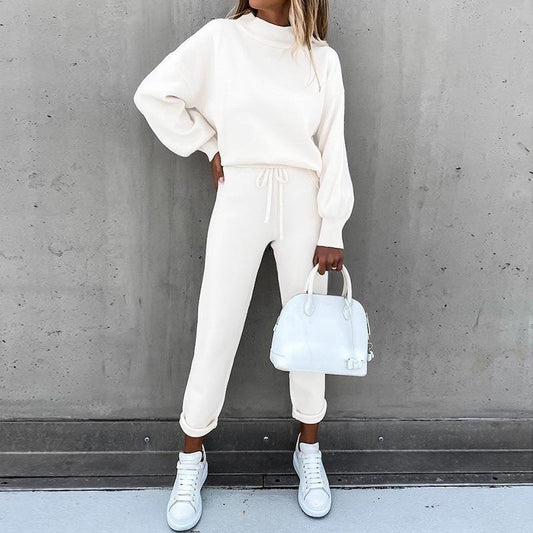 Dam Tvådelad Set Löst Passform Polyester Fleece-1