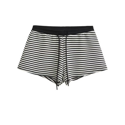 Kvinnors Simshorts Elastisk Midja Snabbtorkande Tyg Randigt Mönster-1