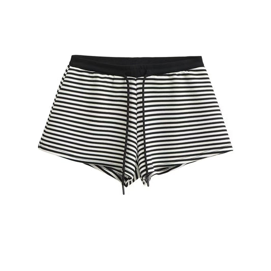 Kvinnors Simshorts Elastisk Midja Snabbtorkande Tyg Randigt Mönster-1