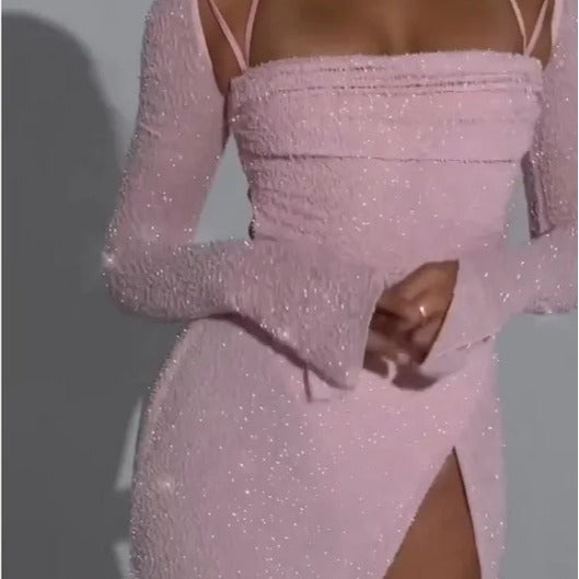 Dam Klänning Bodycon Spaghetti Band Polyester Lång-2