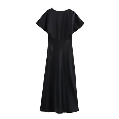 Dam A-Line Klänning Midi Satin Polyester för Fest och Bröllop-3