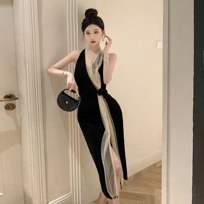 Variant image for Damklänning Kroppsnära Midi med Mesh Detaljer-1