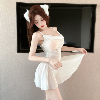 Dam Nätkamisol Transparent Spaghetti Band Nättyg-3