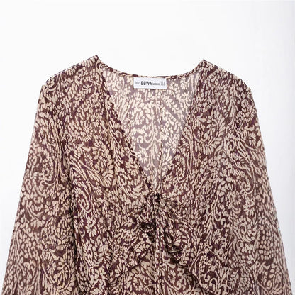 Damklänning A-Line Mönstrad Midi 100% Polyester 4