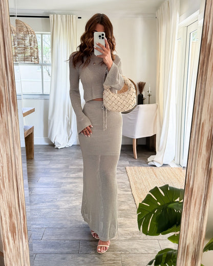 Dam Klänning Långärmad Rippad Design Slim-Fit Tyg och Spandex-1