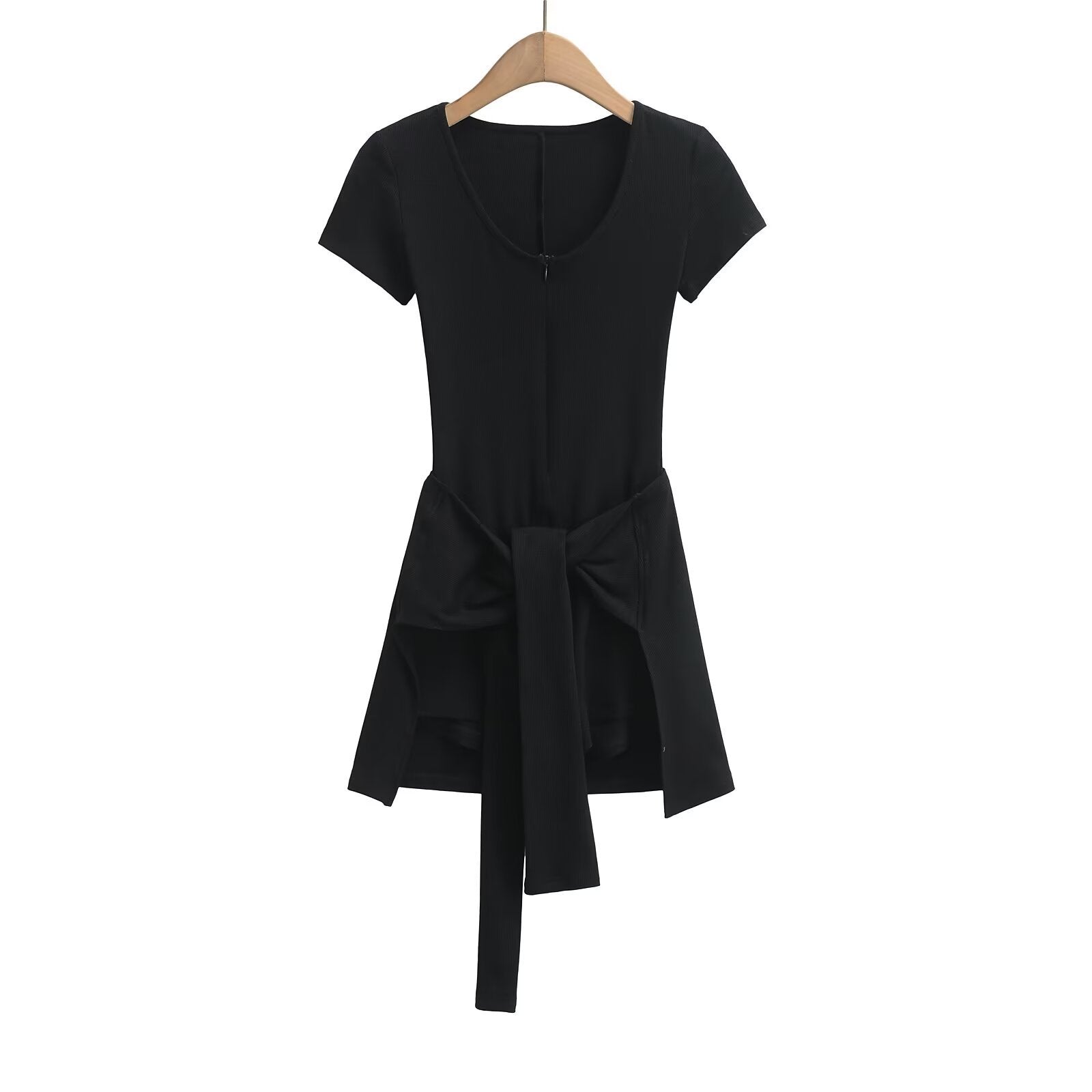 Kvinnors Wrap Klänning med Bindande Bälte i Andningsbart Material – Elastisk Passform och Rund Halsringning 7