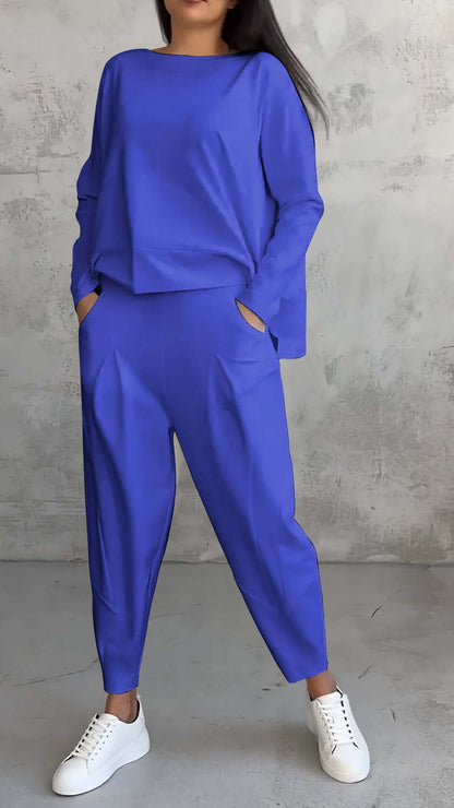 Harembyxor Dam i Urban Stil med Långärmad Topp, Polyester och Spandex, Fickor, Långa Byxor, S-5XL 12