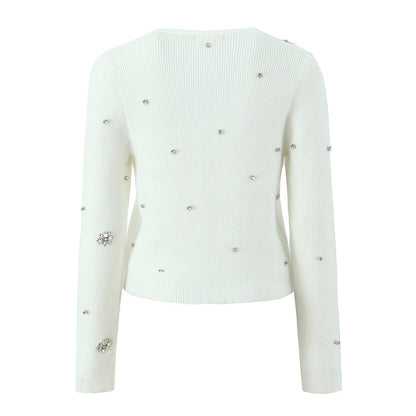 Dam Långärmad Cardigan med Strass-2