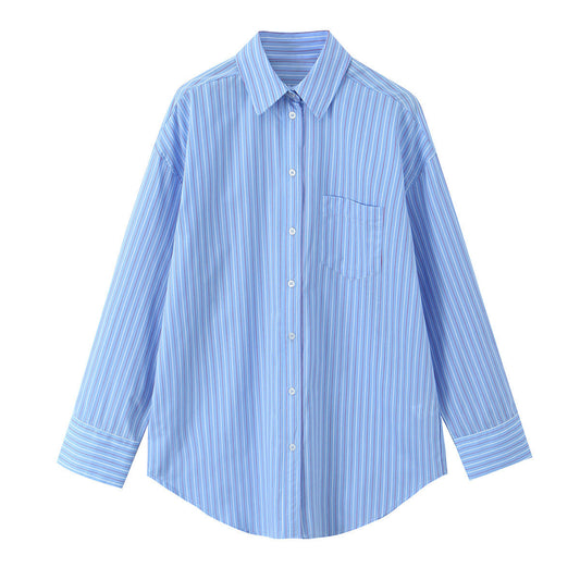 Dam Pyjamas Set Långärmad Siden med Randigt Mönster-1