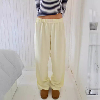 Dam Loungebyxor Avslappnad Hög Midja Bomull-3