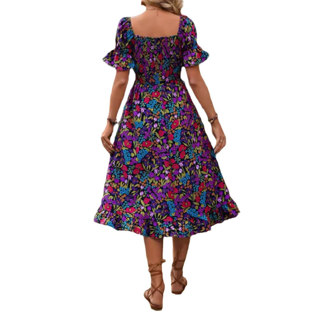 Kort Klänning Dam Off-Shoulder A-Line Polyester för Sommarens Fester-6