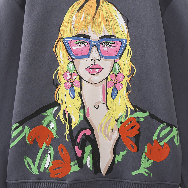 Dam Tröja Avslappnad Design Mjuk Bomullsblandning-4