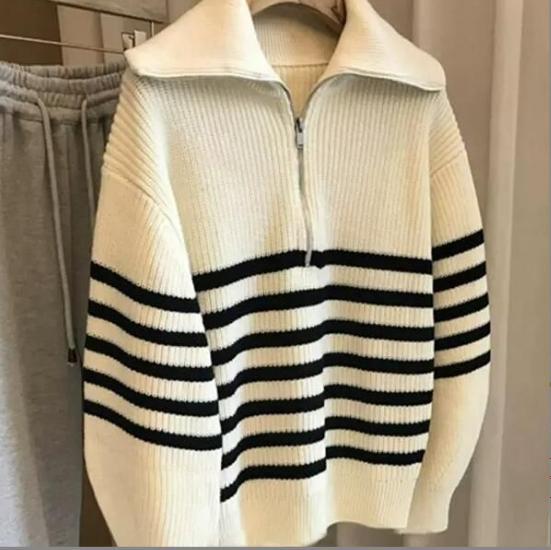 Dam Cardigan Halvöppen Dragkedja Färgblockerad Polyester-4
