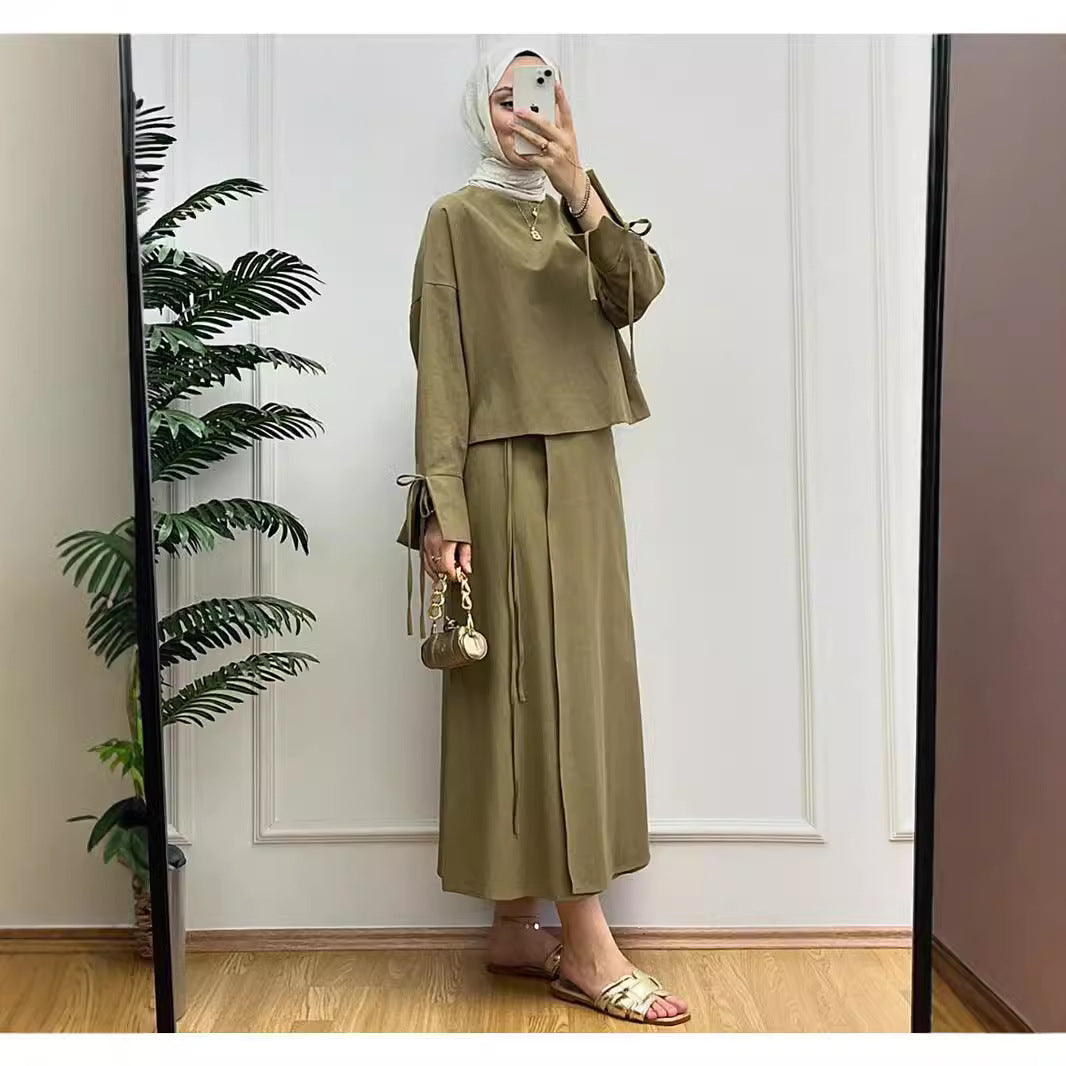 Dam Tvådelad Kjol Monokrom Bomull Patchwork-3