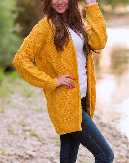 Variant image for Lång Kofta Dam Tjock Akryl för Höst och Vinter-31