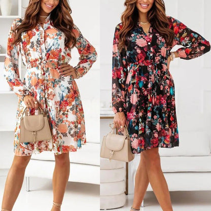 Damklänning A-Line Långärmad Tencel Medellång Fina Dam Klänningar-2