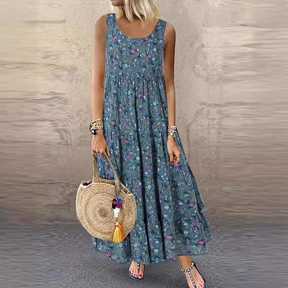 Dam Klänning Asymmetrisk Midi 3D-Blommönster Polyester-2