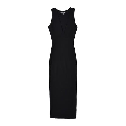 Damklänning Slim Fit V-ringning Midilängd Högkvalitativt Tyg-1