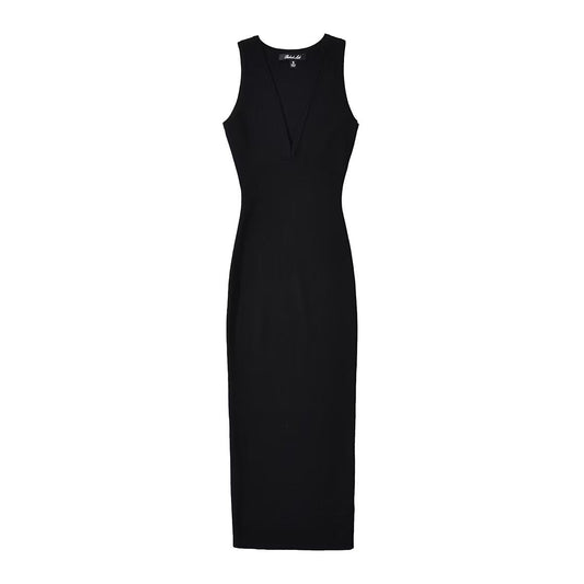 Damklänning Slim Fit V-ringning Midilängd Högkvalitativt Tyg-1