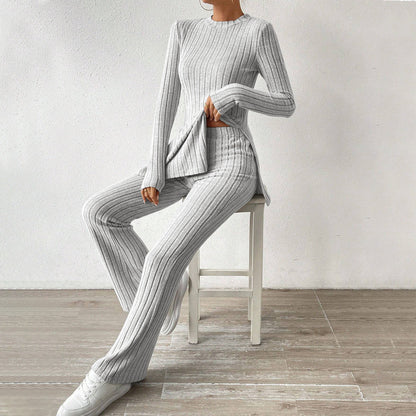 Variant image for Tvådelat Set Dam Långärmad Topp och Långa Byxor Mjuk Polyester-1