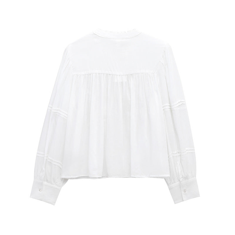 Dam Skjorta Långärmad Monokrom Polyester-3