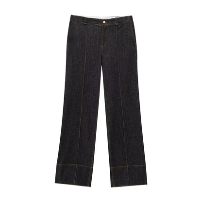 Dam Denim Set Högmidjade Jeans Skjorta 3D Effekt-3