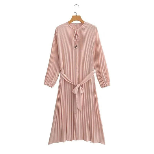 Kvinnors Veckad Klänning Slingbindning Mjuk Tyg 1