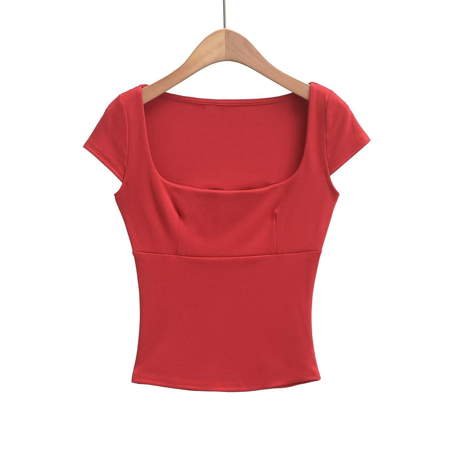 Dam Topp Kort Arm med Bred Utskärning i Andningsbart Material – Elegant och Bekväm Stil för Alla Tillfällen 8