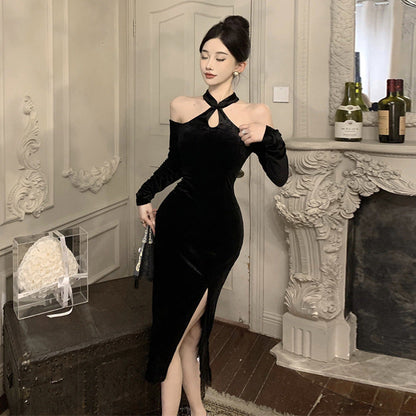 Kvinnors Bodycon Klänning Off-Shoulder Slim Fit Polyester-2