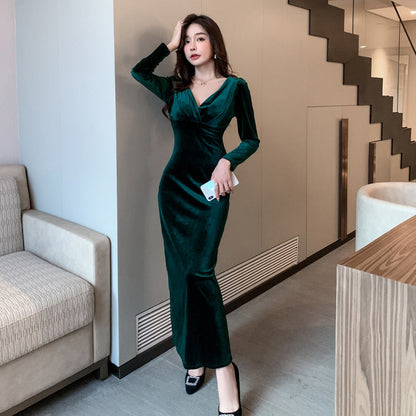 Fina Dam Klänningar Långärmad Bodycon V-Hals Polyester-2