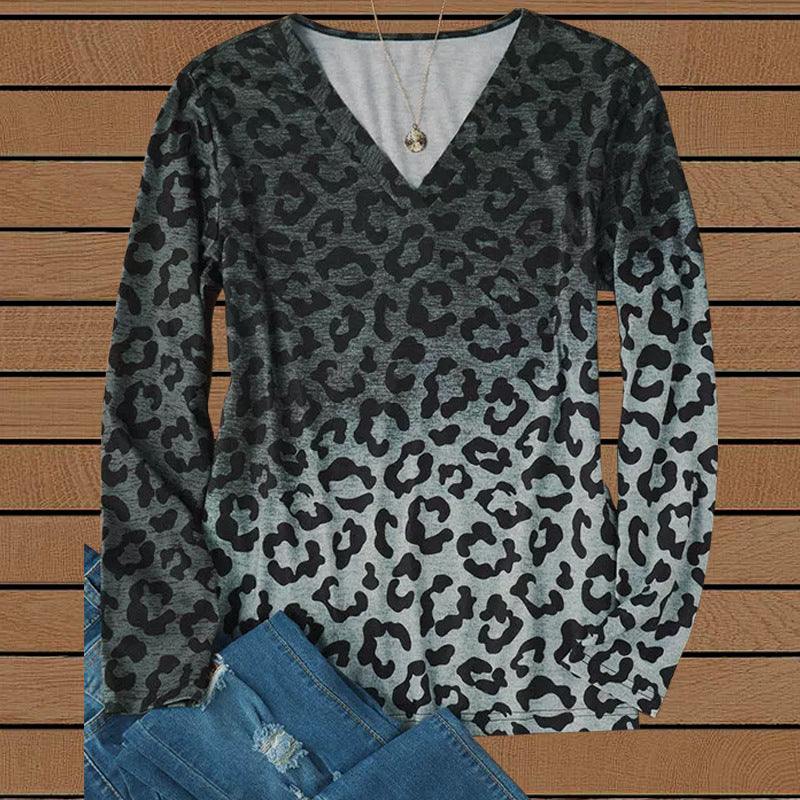 Dam T-shirt Kortärmad Leopardmönster Polyester-1