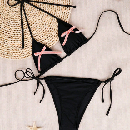 Baddräkt Dam Triangelbikini med Ruffles Snabbtorkande Tyg 3