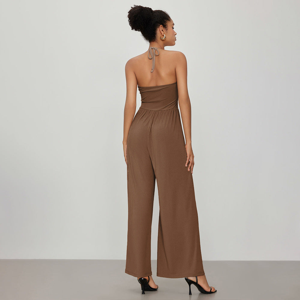 Dam Jumpsuit Slim Fit Hög Midja Polyester Elastan-3