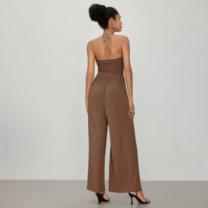 Dam Jumpsuit Slim Fit Hög Midja Polyester Elastan-3