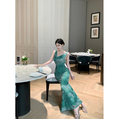 Dam Maxiklänning Halterneck Mesh Polyester Elegant-2