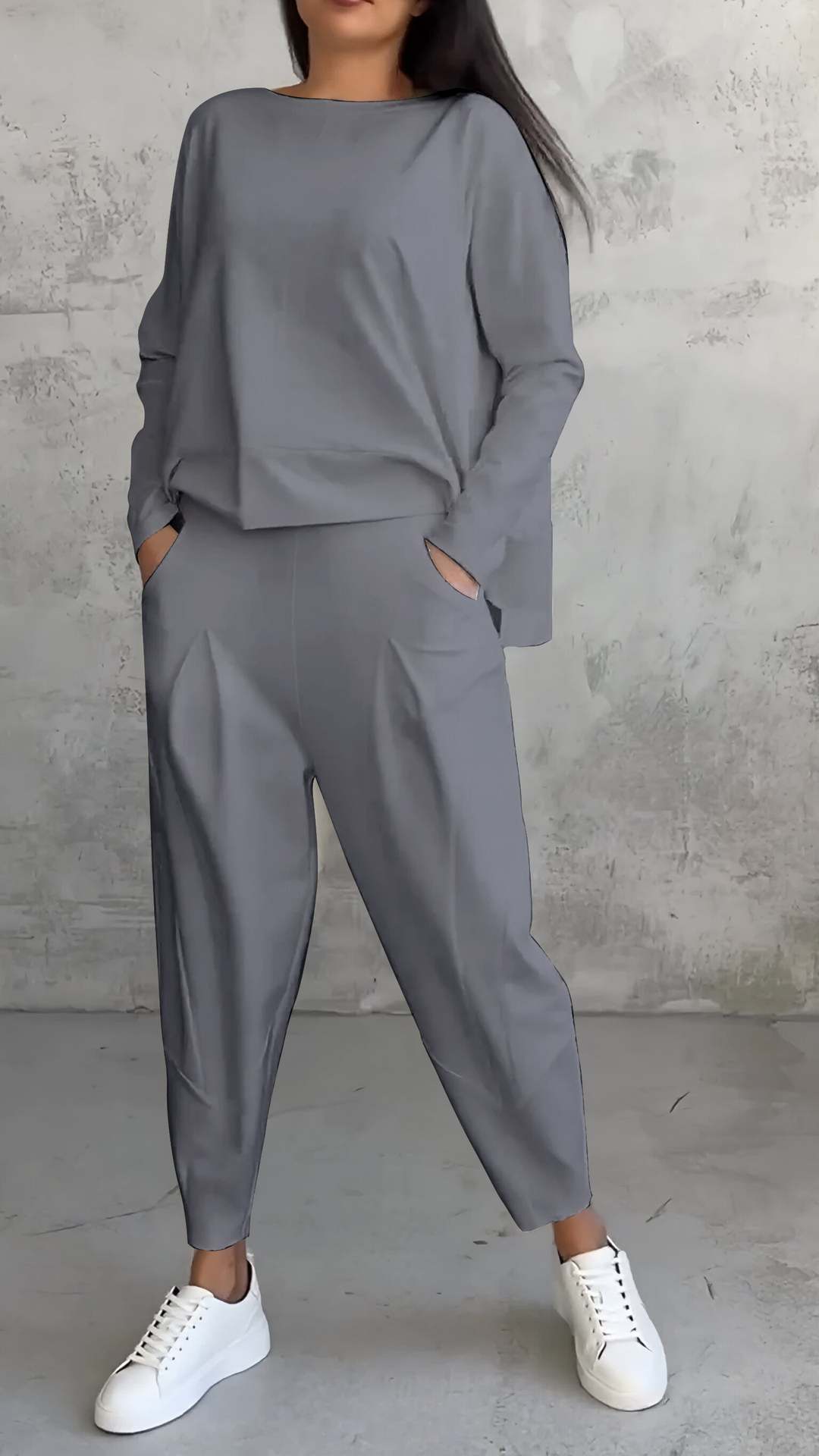 Harembyxor Dam i Urban Stil med Långärmad Topp, Polyester och Spandex, Fickor, Långa Byxor, S-5XL 5