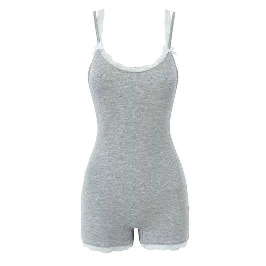 Dam Ärmös Topp med Spetsdetaljer i Polyester Slim Fit-1