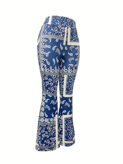 Damer Flared Byxor Paisley-tryck Elastiskt Tyg 7