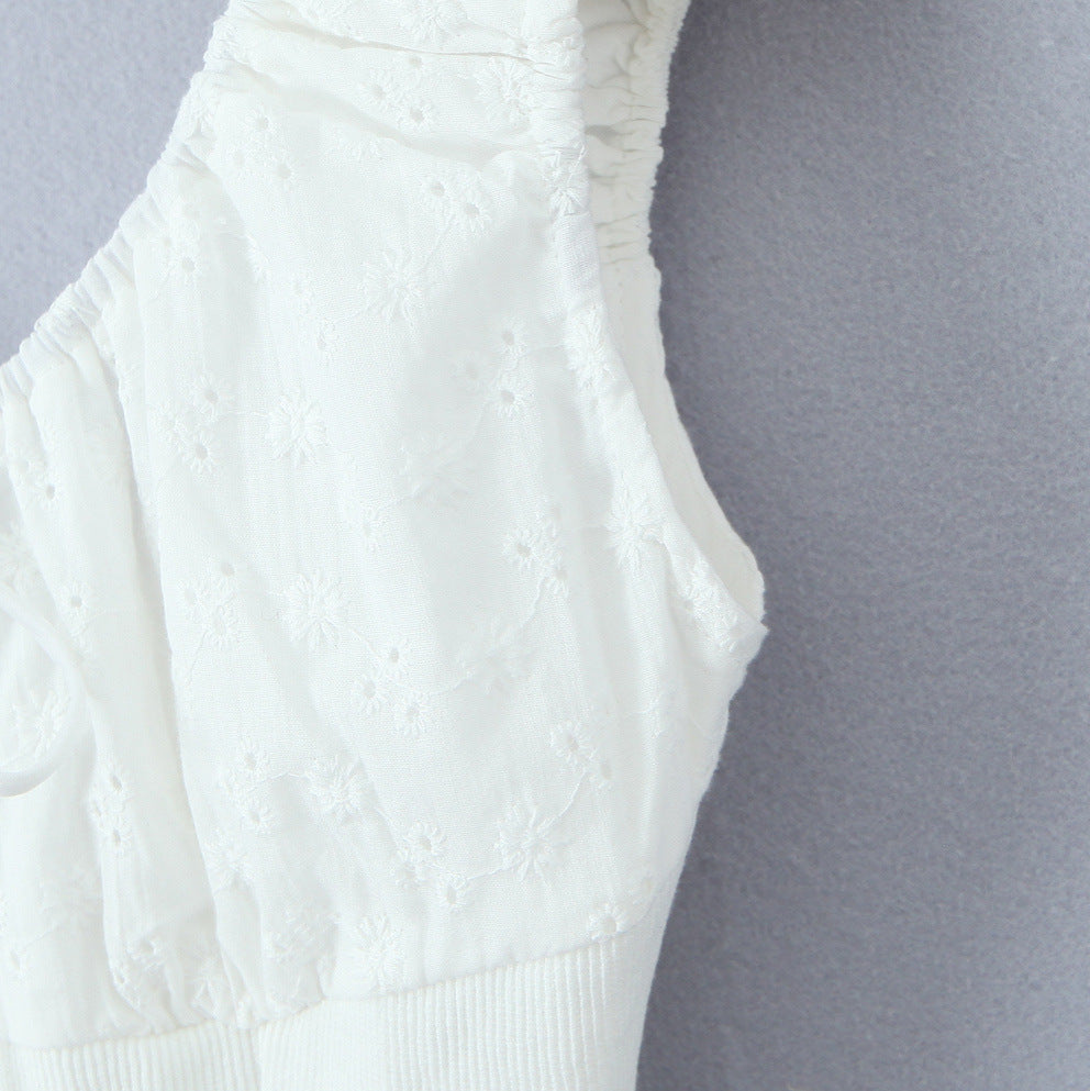 Dam Tank Top Spaghetti-bärar 100% Bomull Enkel Design-4