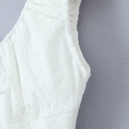 Dam Tank Top Spaghetti-bärar 100% Bomull Enkel Design-4