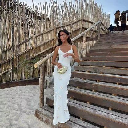 Kvinnors Aftonklänning Figurnära Högkvalitativt Tyg med Dekorativa Blommor-2